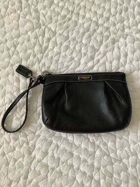 Coach Black Leather Wristlet Clutch